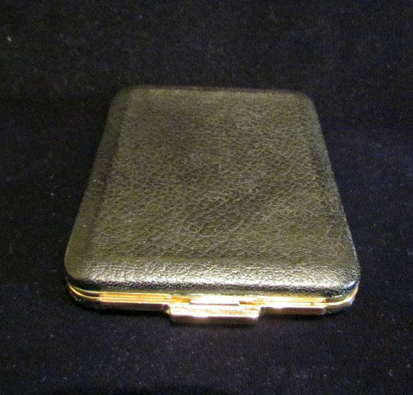 Black Leather Cigarette Case Gold Plated 1948 Rogers Lin Bren Cigarette Case Business Card Case Credit Card Holder