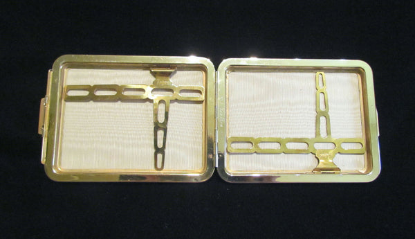 Black Leather Cigarette Case Gold Plated 1948 Rogers Lin Bren Cigarette Case Business Card Case Credit Card Holder