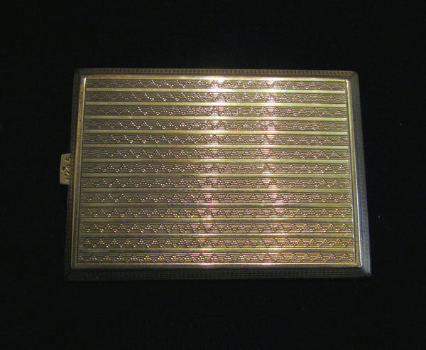 1930's Sterling Silver Cigarette Case 24Kt Gold Inlay German Business Card Case Credit Card Holder