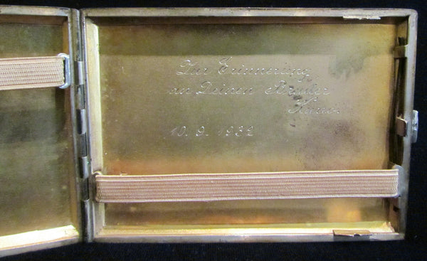 1930's Sterling Silver Cigarette Case 24Kt Gold Inlay German Business Card Case Credit Card Holder