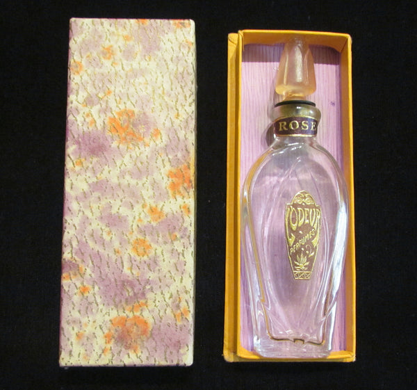 Vintage Perfume Bottle 1920s Rose L'Odeur Perfumes Bottle Art Deco In Original Box Excellent Condition