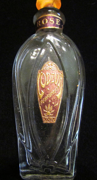 Vintage Perfume Bottle 1920s Rose L'Odeur Perfumes Bottle Art Deco In Original Box Excellent Condition