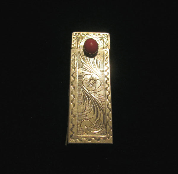 Italian Sterling Silver Lipstick Mirror Case Vintage Lipstick Holder Carnelian Clasp Circa 1900s