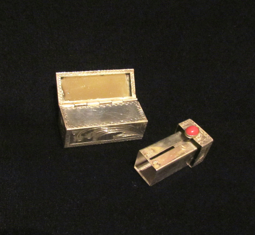 Vintage 800 Silver Florentine Italy Lipstick Case with Mirror