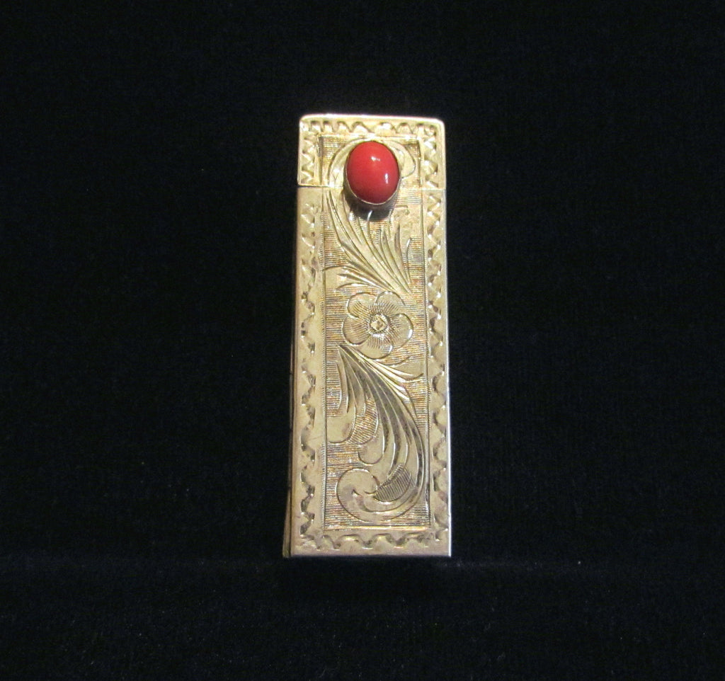 Italian Sterling Silver Lipstick Mirror Case Vintage Lipstick Holder  Carnelian Clasp Circa 1900s