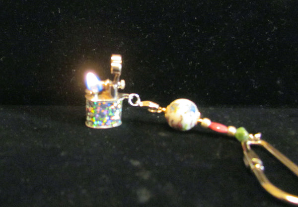 Vintage Lift Arm Lighter Keychain OOAK Handmade Key Chain Detachable Working Lighter