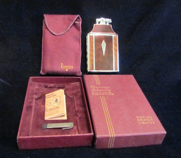 Ronson Case Lighter Master Case Cigarette Case 1930s Tortoise Shell Enamel Unused Mint Condition In Original Box