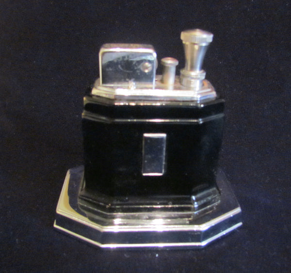 Ronson Touch Tip Lighter 1930s Octette Table Lighter Art Deco Black Enamel Excellent Working Lighter