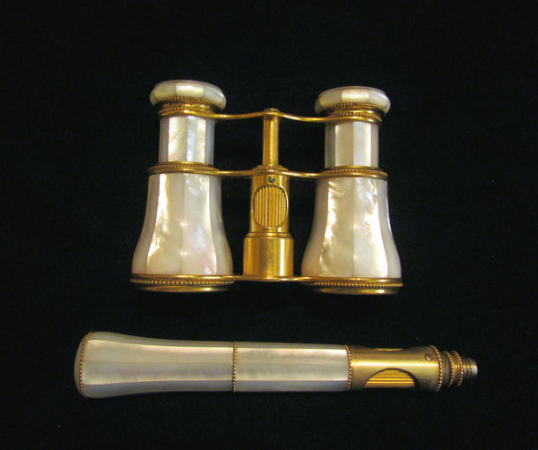 LeMaire Fi Opera Glasses 1800s Paris Mother Of Pearl Theater Glasses MOP Binoculars Mint Condition