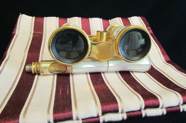 LeMaire Fi Opera Glasses 1800s Paris Mother Of Pearl Theater Glasses MOP Binoculars Mint Condition