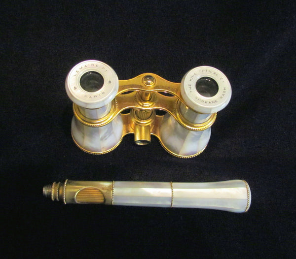 LeMaire Fi Opera Glasses 1800s Paris Mother Of Pearl Theater Glasses MOP Binoculars Mint Condition