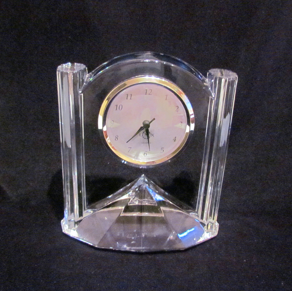 Lenox Quartz Clock Czech Crystal Mantle Clock Excellent Working Condition