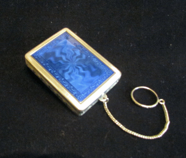 Karess Woodworth Guilloche Compact Purse Cobalt Blue Enamel Rare