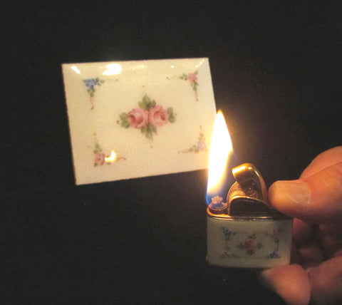 Evans Cigarette Case Lighter Set Guilloche Enamel 1950s Floral Set Fits 100s Excellent Working Condition