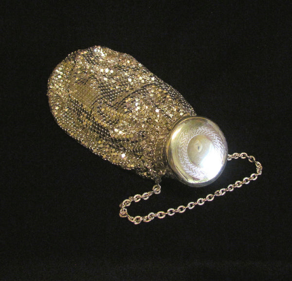 Whiting Davis Silver Mesh Gate Top Purse Vintage Beggars Bag Wedding Purse Accordion Bridal Bag Art Deco Evening Bag