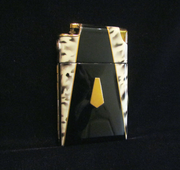 Marathon Cigarette Case Lighter 1930s Slide A Lite Working Gold & Enamel Case Lite Unused In Original Box
