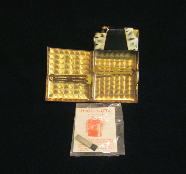 Marathon Cigarette Case Lighter 1930s Slide A Lite Working Gold & Enamel Case Lite Unused In Original Box