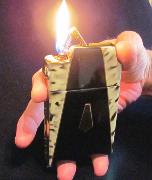 Marathon Cigarette Case Lighter 1930s Slide A Lite Working Gold & Enamel Case Lite Unused In Original Box