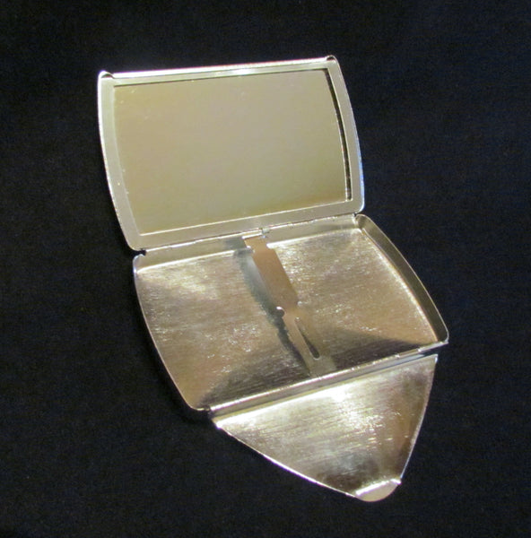 Silver Compact Purse Envelope Mirrored Card Case Fits 100's Cigarettes Business or Credit Cards Excellent Condition