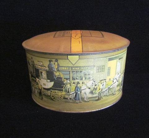 Vintage Victorian Tin Dobbs Fifth Avenue Hats Storage Powder Tin