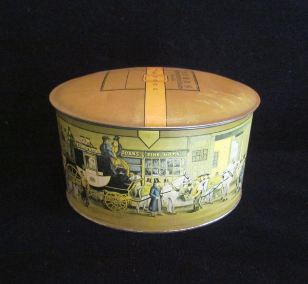 Vintage Victorian Tin Dobbs Fifth Avenue Hats Storage Powder Tin