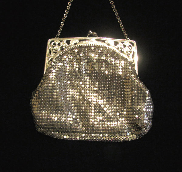 Vintage Whiting Davis Silver Mesh Purse Evening Bag Excellent Condition