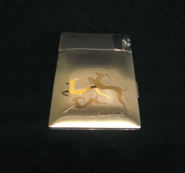 1940's Lite-O-Matic Gazelle Cigarette Case Elgin American Original Box Stunning Working Case Lighter