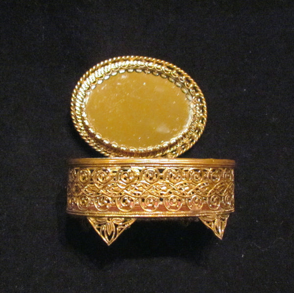 Vintage Filigree Jeweled Trinket or Jewelry Box