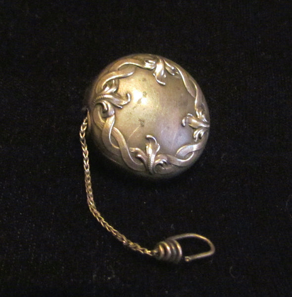 Victorian Ketcham & McDougall Sterling Silver Retractable Chain Eyeglass Holder Button Brooch or Pin