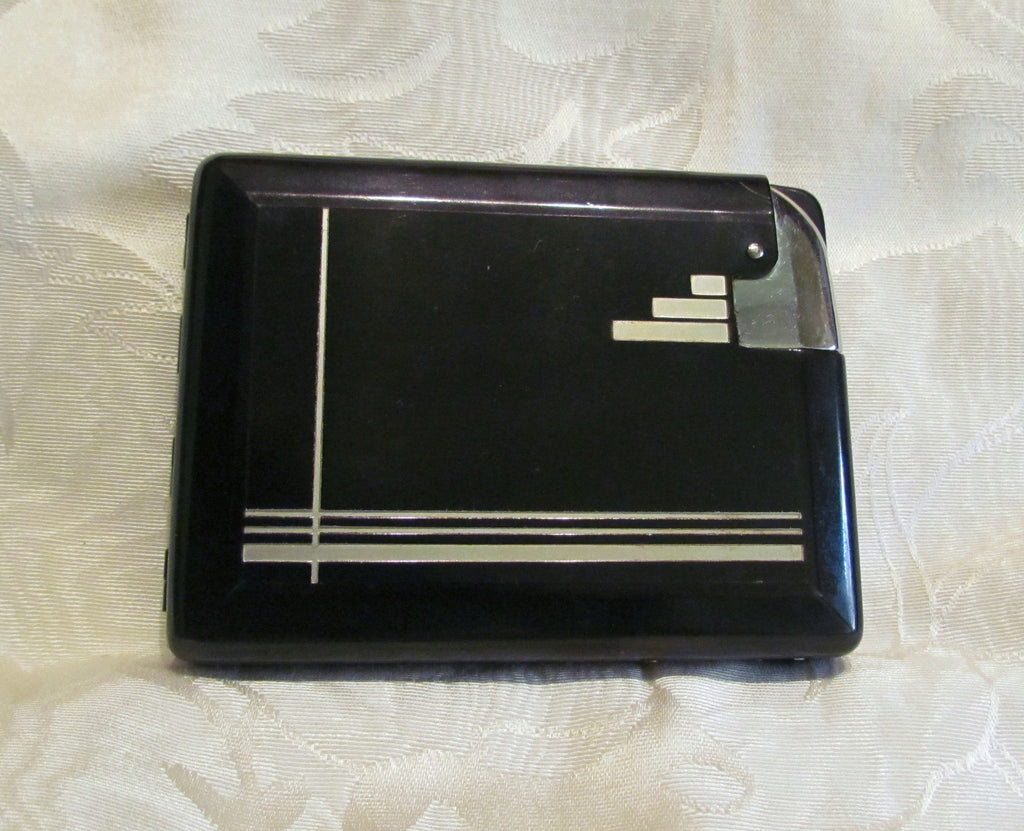 Art Deco Magic Case Automatic Cigarette Case and Lighter. Touch a Puff  Original Box, Instructions. 1939. NOT TESTED Needs Flint & Fluid. 