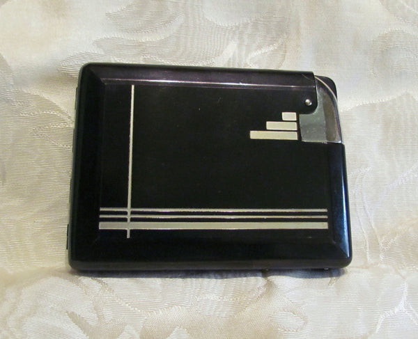 Art Deco Magic Case Lighter Black Cigarette Case 1930s Cigarette Case Working Lighter