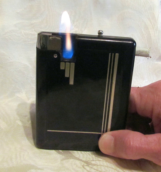 Art Deco Magic Case Lighter Black Cigarette Case 1930s Cigarette Case Working Lighter