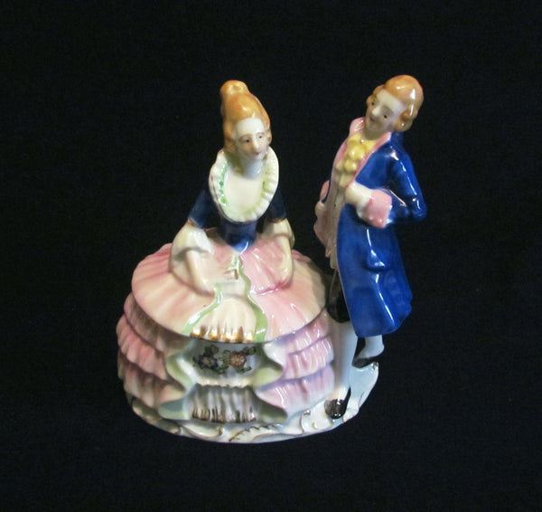 1940s Victorian Powder Jar Courting Figural Powder Box Japan