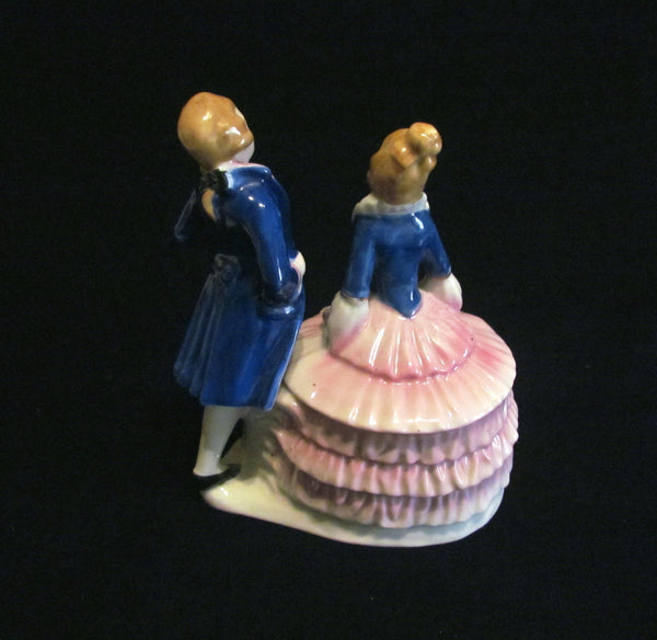 1940s Victorian Powder Jar Courting Figural Powder Box Japan
