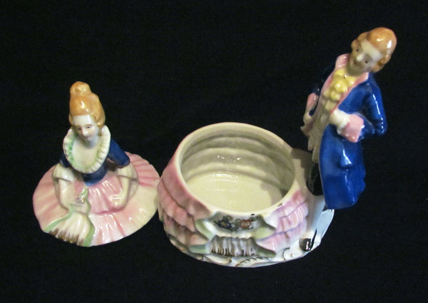 1940s Victorian Powder Jar Courting Figural Powder Box Japan