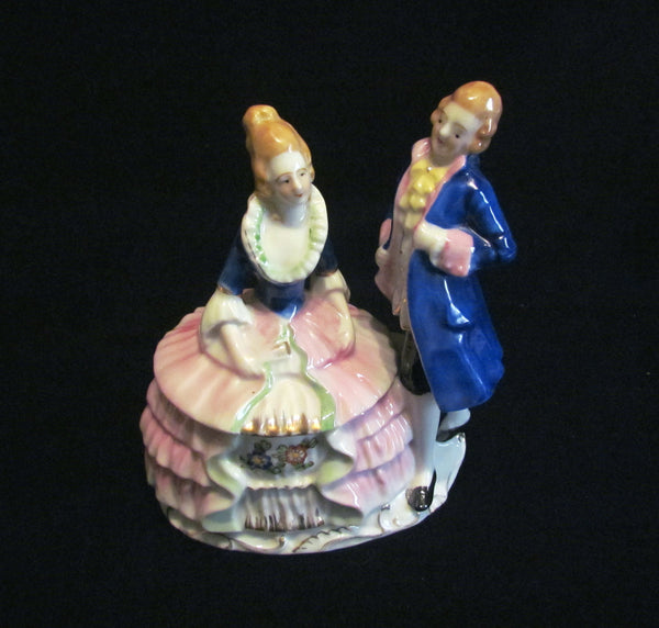 1940s Victorian Powder Jar Courting Figural Powder Box Japan