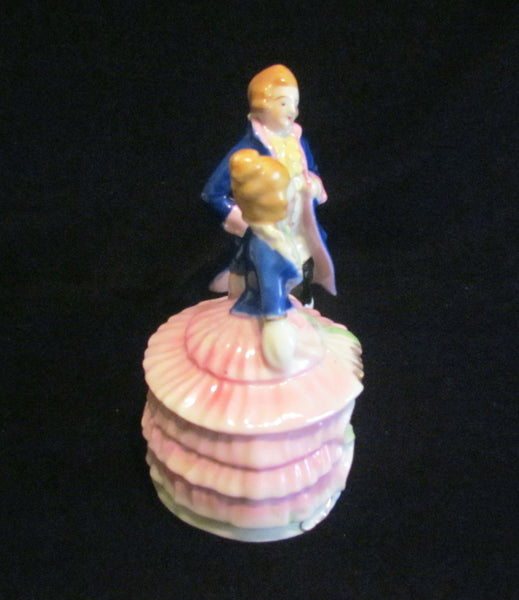 1940s Victorian Powder Jar Courting Figural Powder Box Japan