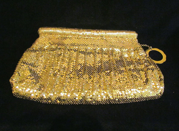 Whiting Davis Gold Mesh Clutch Purse 1940s Formal Evening Bag Unused Mint Condition