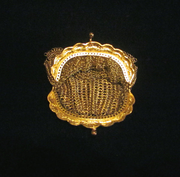 Antique Gold Mesh Purse Chainmail Clutch Change Coin Purse