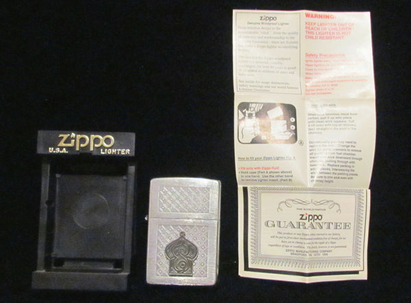 Zippo Silver Lighter USA Sealed Unused Pocket Lighter In Original Case Crown Motif