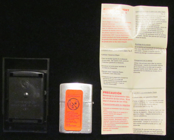 Zippo Silver Lighter USA Sealed Unused Pocket Lighter In Original Case Crown Motif