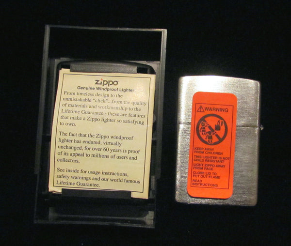 Zippo Silver Lighter USA Sealed Unused Pocket Lighter In Original Case Crown Motif