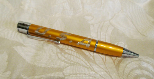 Pen Style Lighter USA Gold Silver Accents Working Butane Lighter