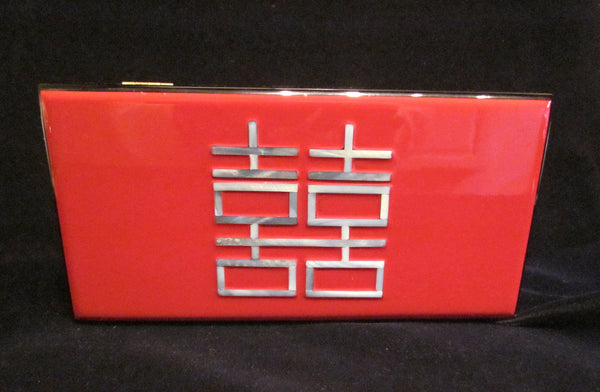 Red And Black Lacquer Jewelry Box Asian Enamel Mother Of Pearl Inlay Vanity Box Trinket Box