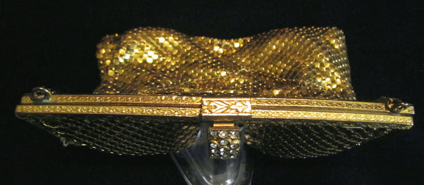 1930s Gold Mesh Purse Rhinestone Clasp Formal Purse Wedding Bridal Bag