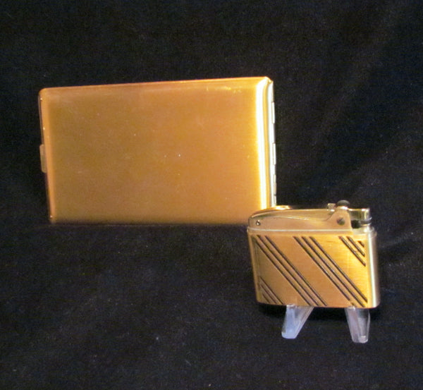 Gold Elgin Cigarette Case And Matching Working Lighter Excellent Condition