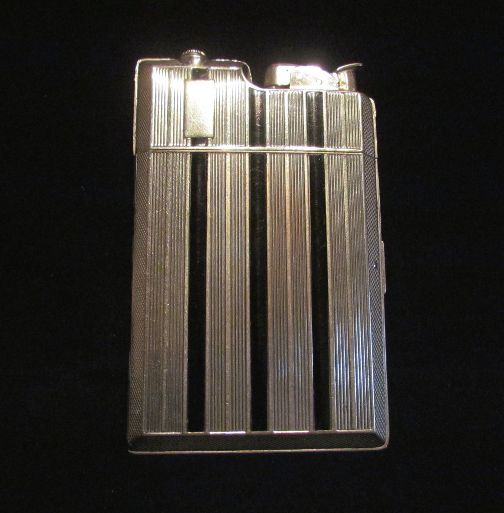 Evans Cigarette Case Lighter Vintage Silver Banner Case Light Art Deco  1940's Working