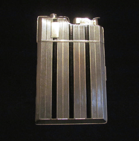 Evans Cigarette Case Lighter Vintage Silver Banner Case Light Art Deco 1940's Working