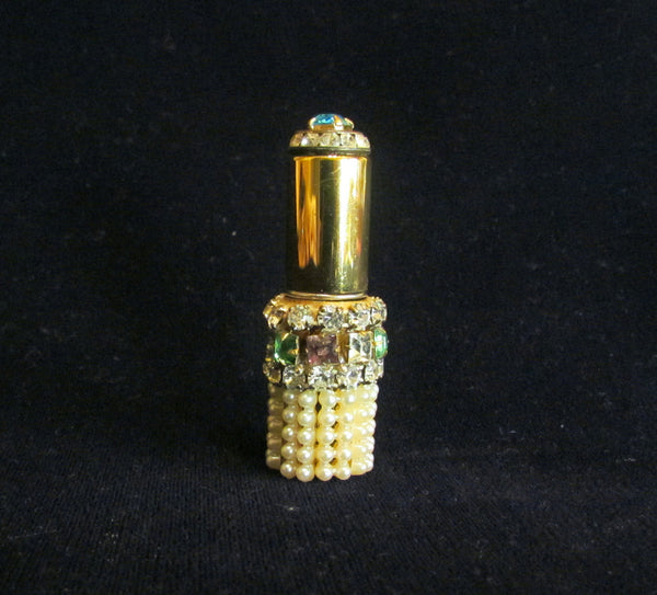 Rhinestone Gold Lighter Ladies Lipstick Style Working Pocket Or Purse Lighter Hy-Glo USA