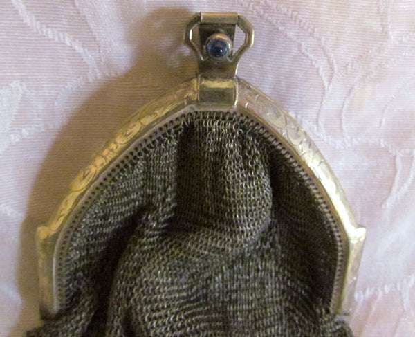 1900s Soldered Gold Mesh Purse Whiting & Davis Antique Flapper Bag Victorian Formal Evening Bridal Wedding